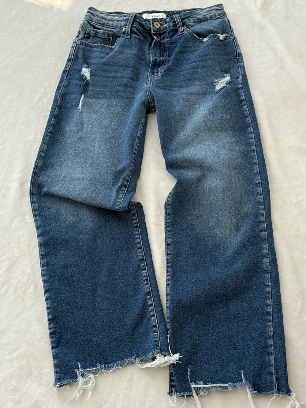 KanCan Distressed Wide Leg High Rise Denim Jeans
